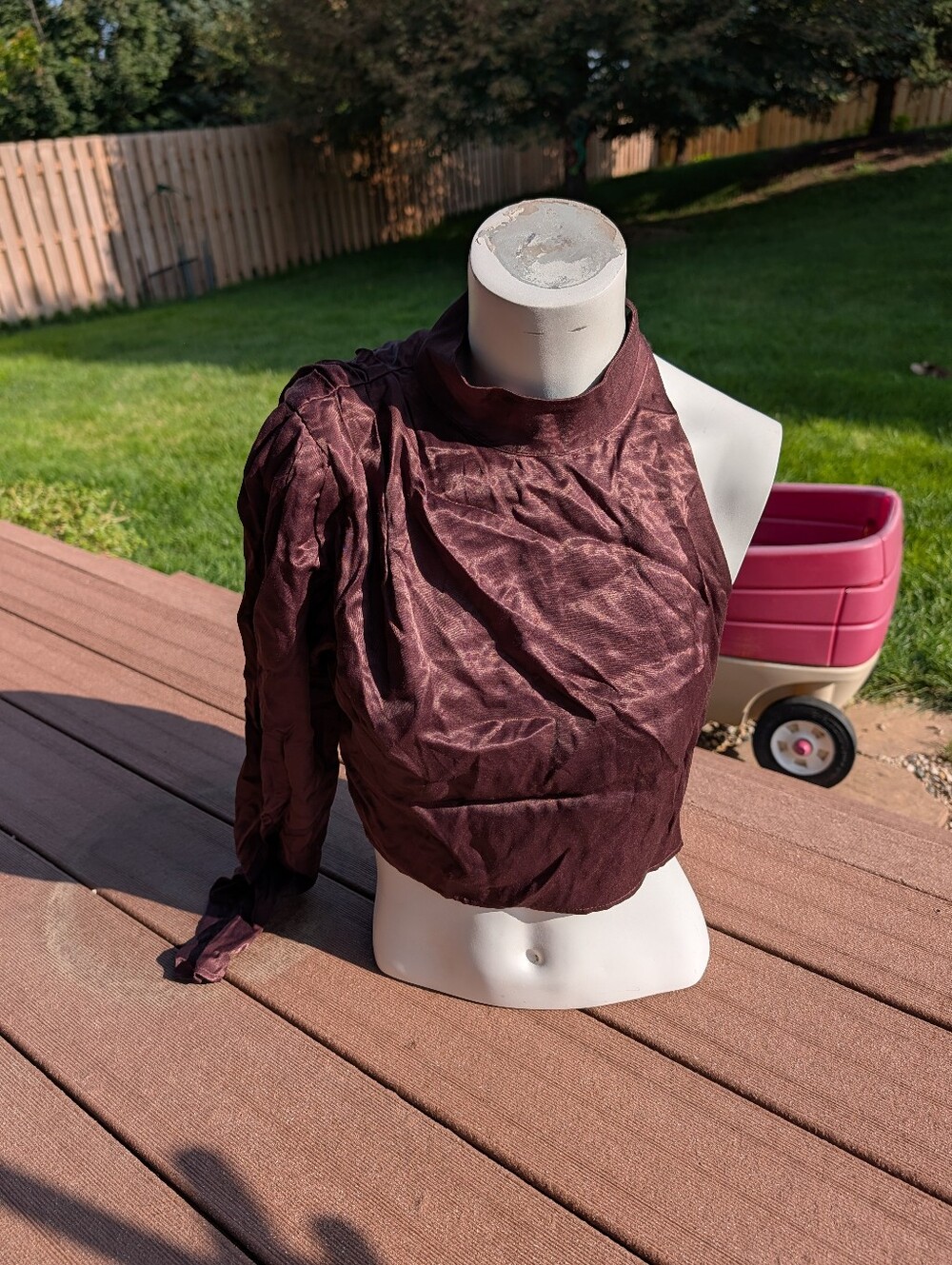 Women’s One-Shoulder Burgundy Satin Top